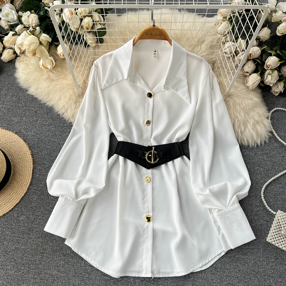 Ele Long Sve White irt Dr Wome - Corset Waist Cinch incelemesi ve fiyatı