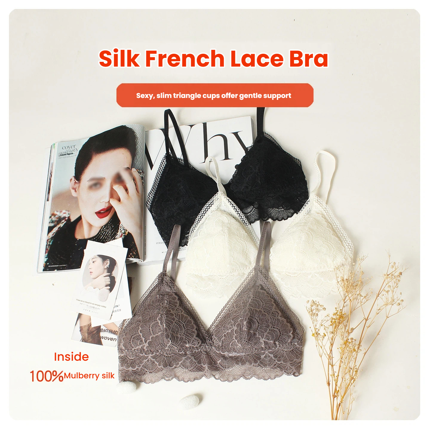 100% Mulberry Silk Triangle Cu - Bralette Wireless Soft incelemesi ve fiyatı