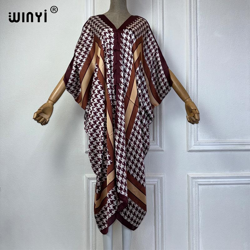 WINYI Summer african V-neck dr - Robe Silk Women incelemesi ve fiyatı