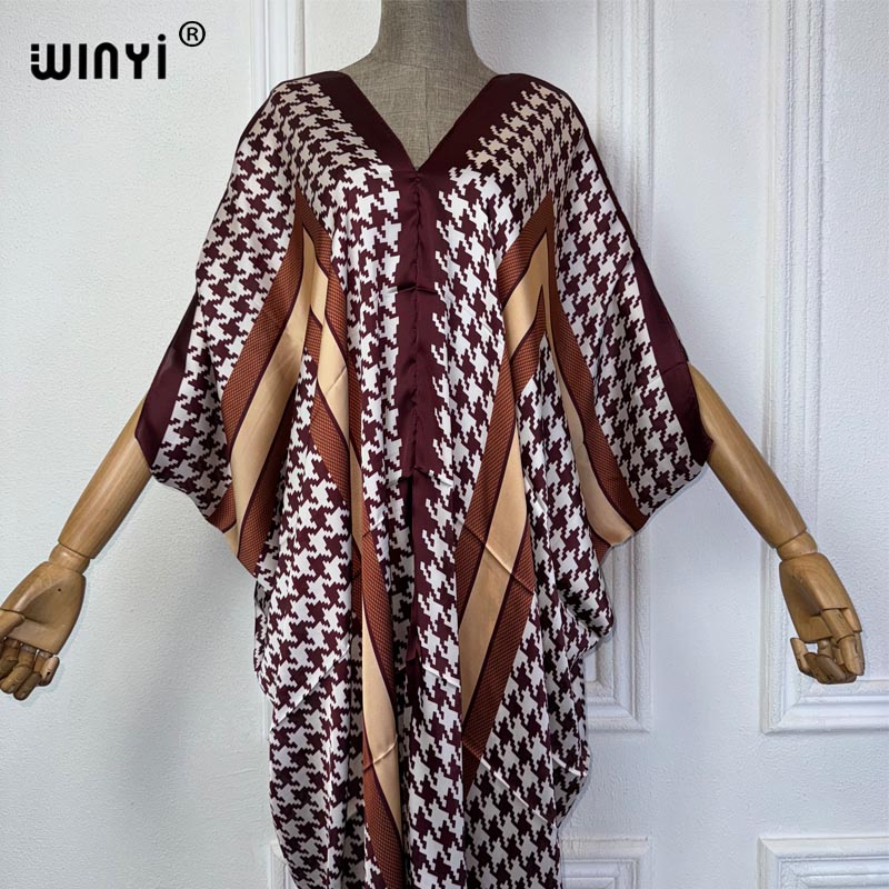 WINYI Summer african V-neck dr - Robe Silk Women incelemesi ve fiyatı