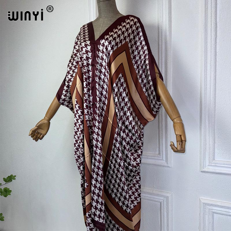 WINYI Summer african V-neck dr - Robe Silk Women incelemesi ve fiyatı