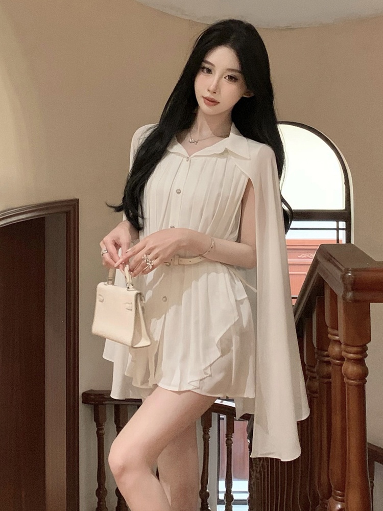 Elegant White Shawl Collar Ple - Corset Waist Cinch incelemesi ve fiyatı