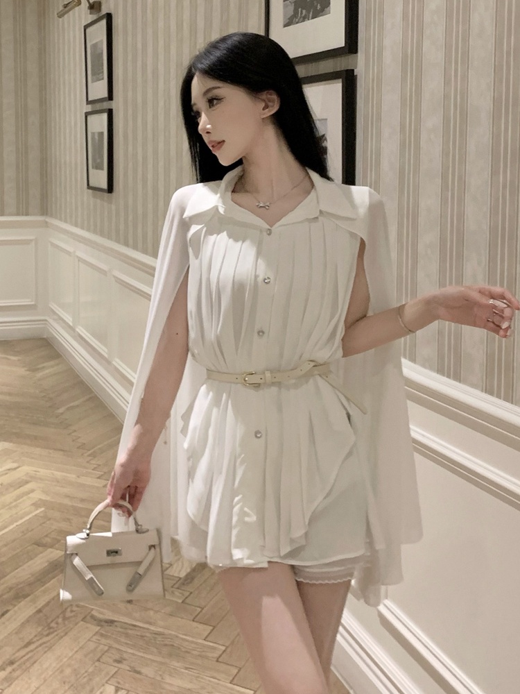 Elegant White Shawl Collar Ple - Corset Waist Cinch incelemesi ve fiyatı