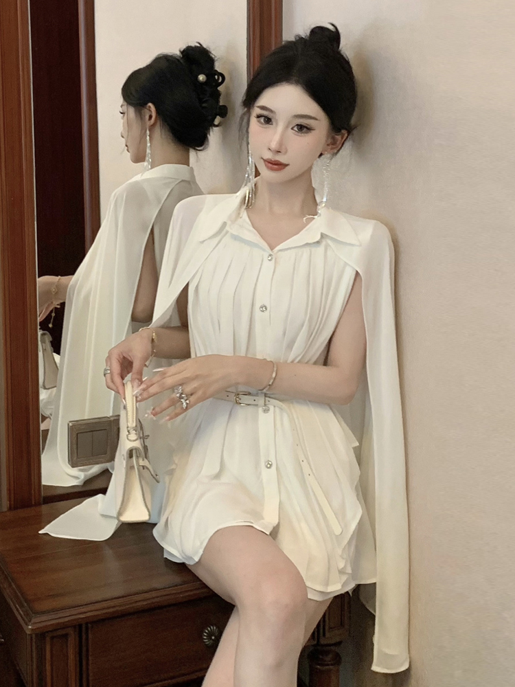 Elegant White Shawl Collar Ple - Corset Waist Cinch incelemesi ve fiyatı