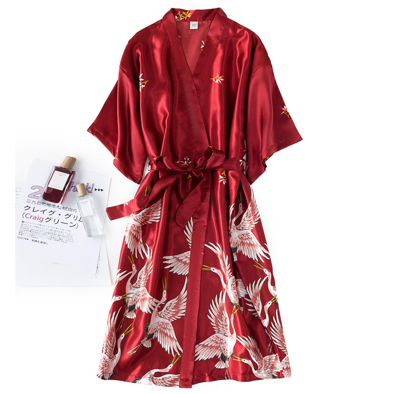Burgundy Women 2PCS Faux Silk  - Robe Silk Women incelemesi ve fiyatı